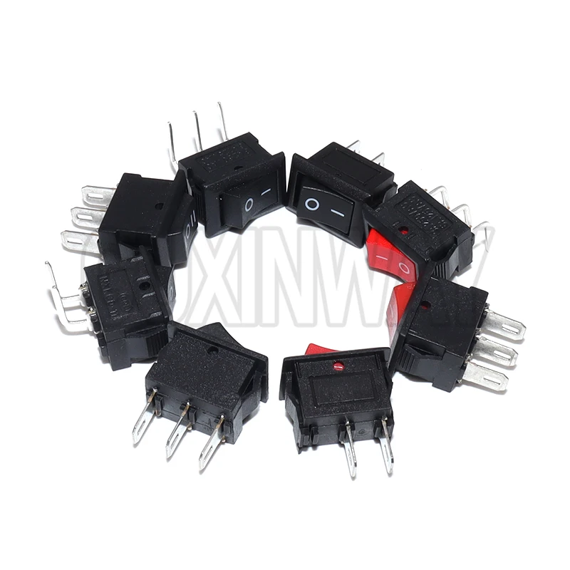 5PCS 2 Pins / 3 Pins 3A 250VAC / 6A 125VAC 10x15mm KCD11 Rocker Switch 10*15mm Mini Push Button Switch ON-OFF / ON-OFF-ON