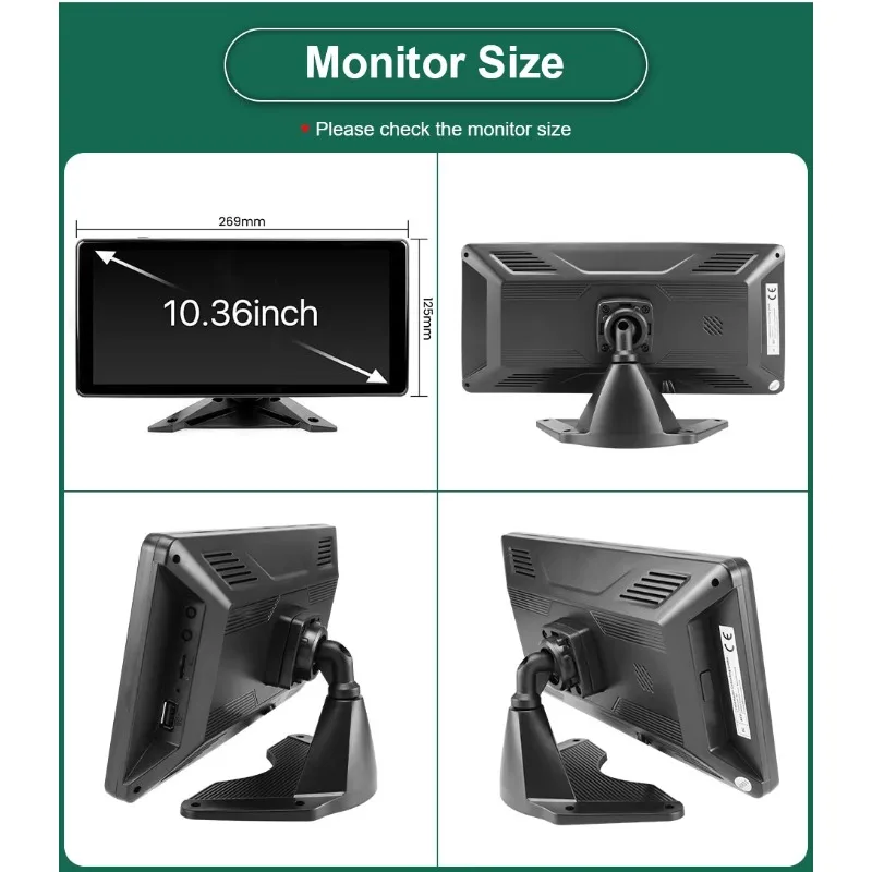 10.36" 4CH Smart Blind Spot Radar BSD Alarm Truck Bus Car DVR Recorder Monitor with 4 Pcs AHD1080P Infrared Night Vision Camera