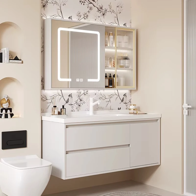 Vanity With Solid Wood Toilet Wooden Bathroom Vintage Drawer Vanity Storage Cabinets Mirrors Makeup Mobiletto Bagno Furniture