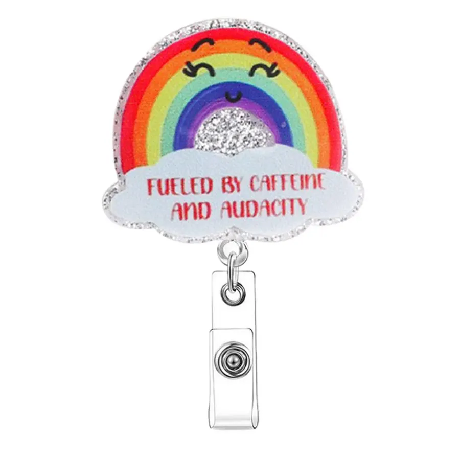 Cartoon Letter Rainbow Organ Bag Accessory Acrylic Easy Pull Buckle Multifunctional Telescopic Clip Badge Work Party Decoration