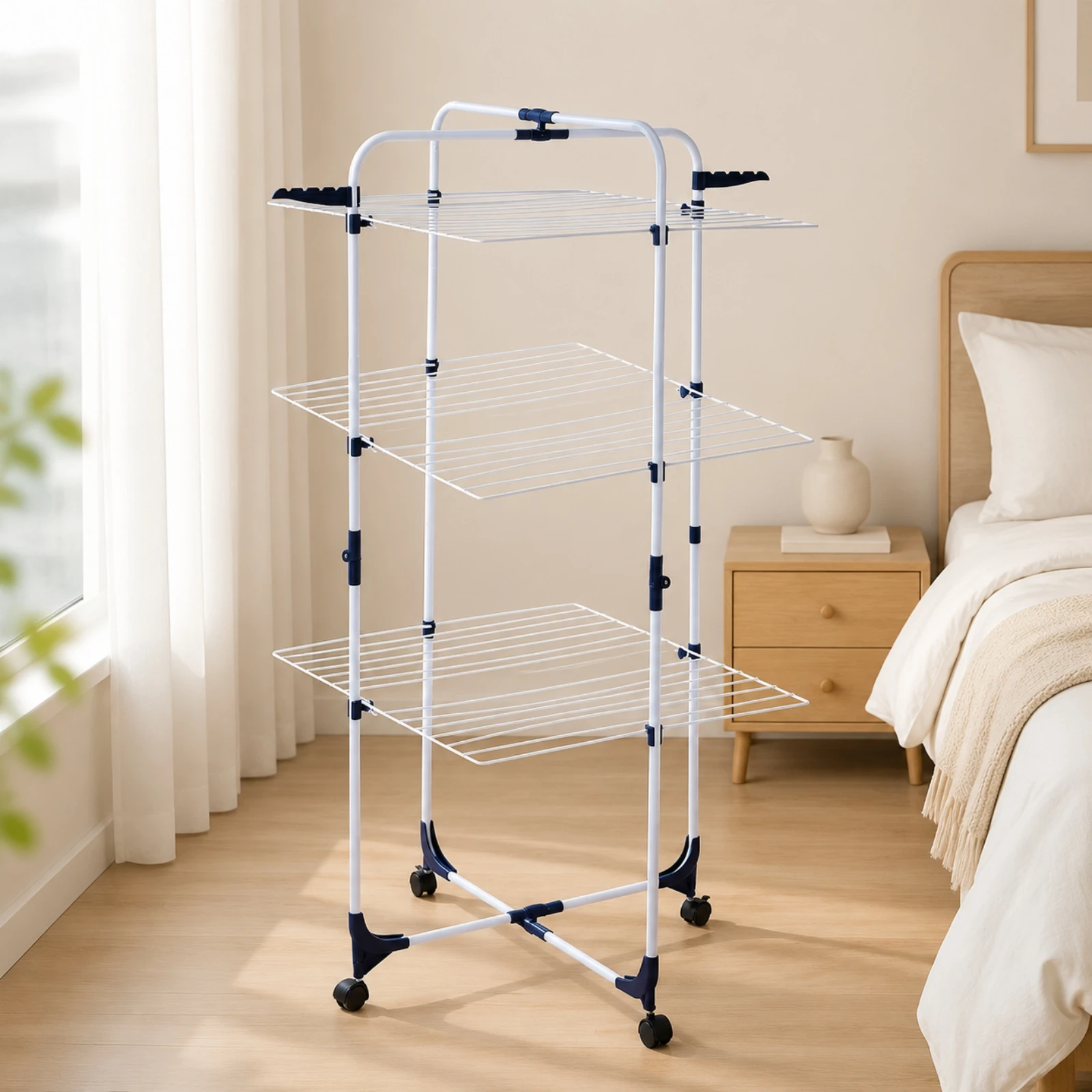 Wing-Style Drying Rack Space-Saving Vertical Drying Rack with Wheels Portable Compact for Small Apartment