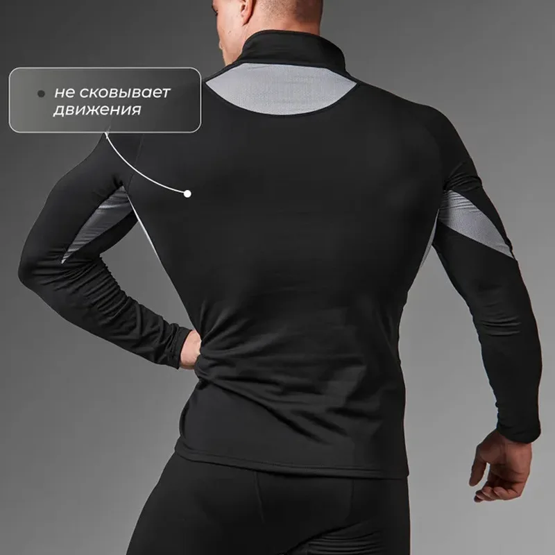 Men's Gym Clothing Fleece Sportswear Jogging 2-Piece Running Set Breathable Jacket Thicken Tracksuits Camping Training Sport