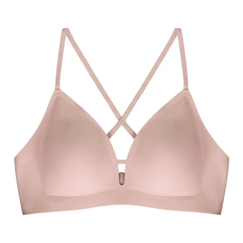 

Бесшовный беспроводной бюстгальтер для маленькой груди, пуш-ап, глубокий бюстгальтер без косточек, удобный антипровисающий сексуальный бюстгальтер-футболка