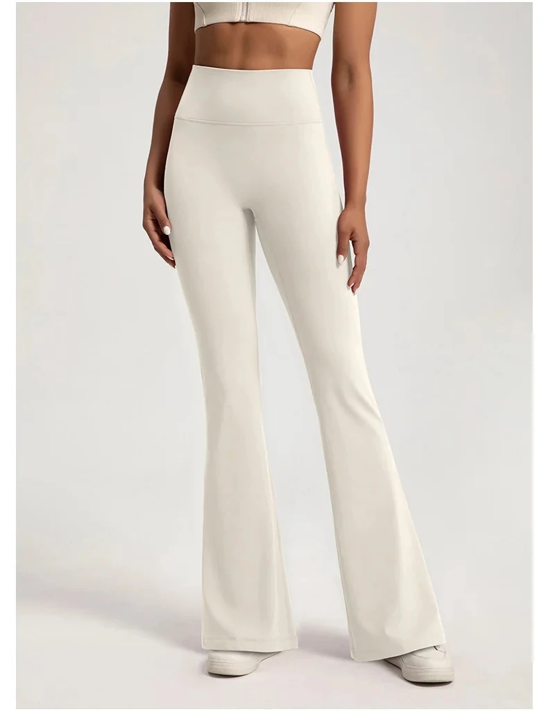 Damen High-Waist Elastische Schlaghose mit Taillenbund, Hüftstraffend, für Fitness, Yoga, Freizeit, Outdoor, Laufen – Detail 7