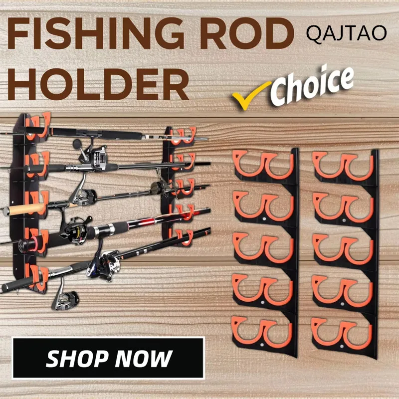 Suporte de Vara de Pesca QAJTAO 2PCS para Montagem na Parede da Garagem com Almofada Protetora Macia, Organizador de Armazenamento de Varas de Pesca