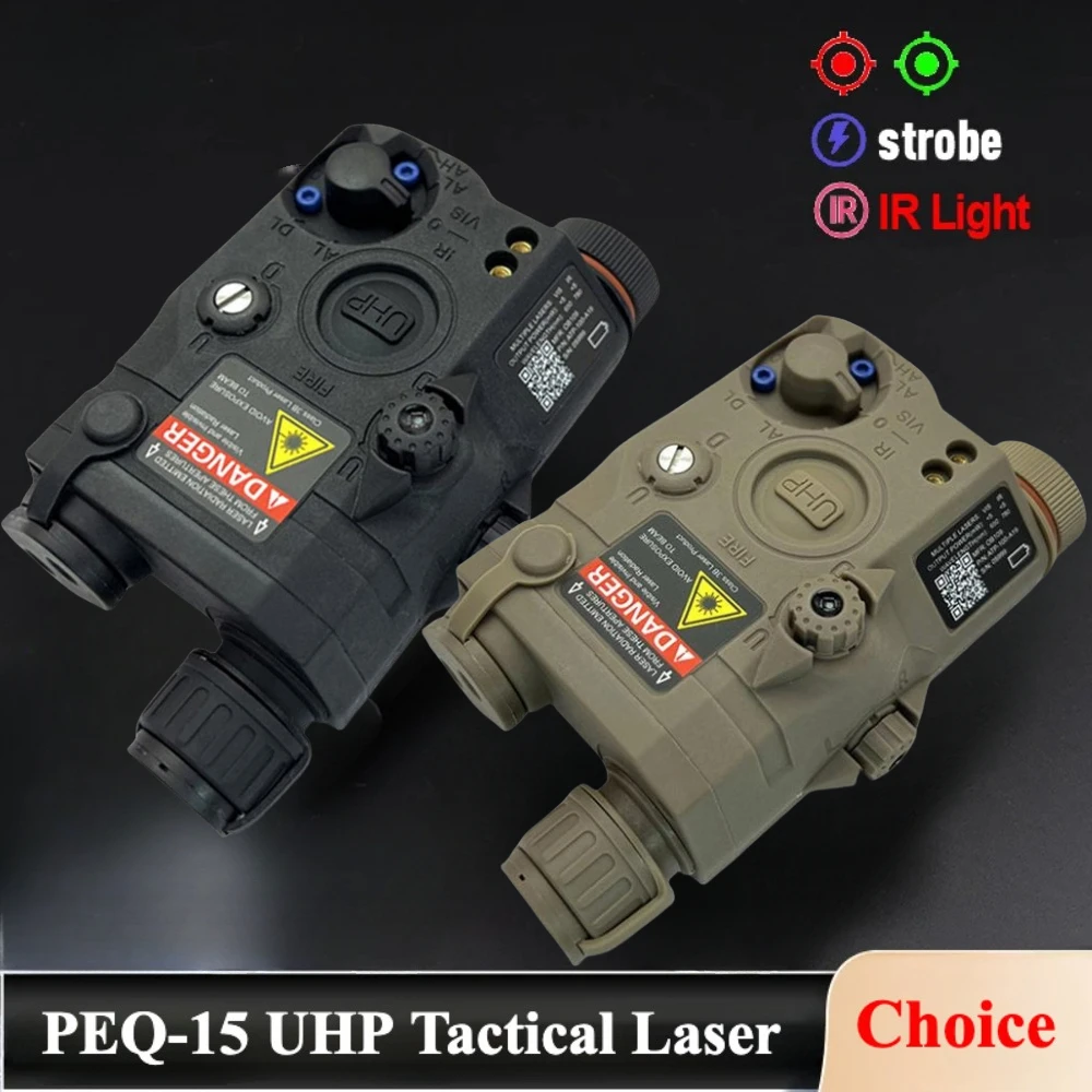 Tactical Airsoft UHP PEQ-15 Tactical LED Flashlight Red Green Laser Indicator IR Weapon Scout LED Fit 20MM Rail Accesory Hunting