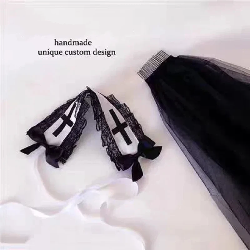 Halloween Women Black Veil Headpiece Nun Cosplay Costume Props Gothic Lolita Carnival Party Headscarf 6