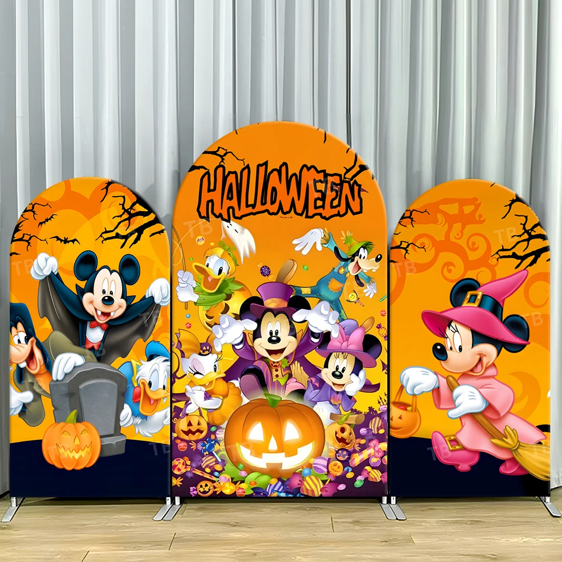 

TB Happy Halloween Arch Backdrop Cover Disney Mickey Mouse and Friends Party Decoration Photoghraph Background Wall Supplies