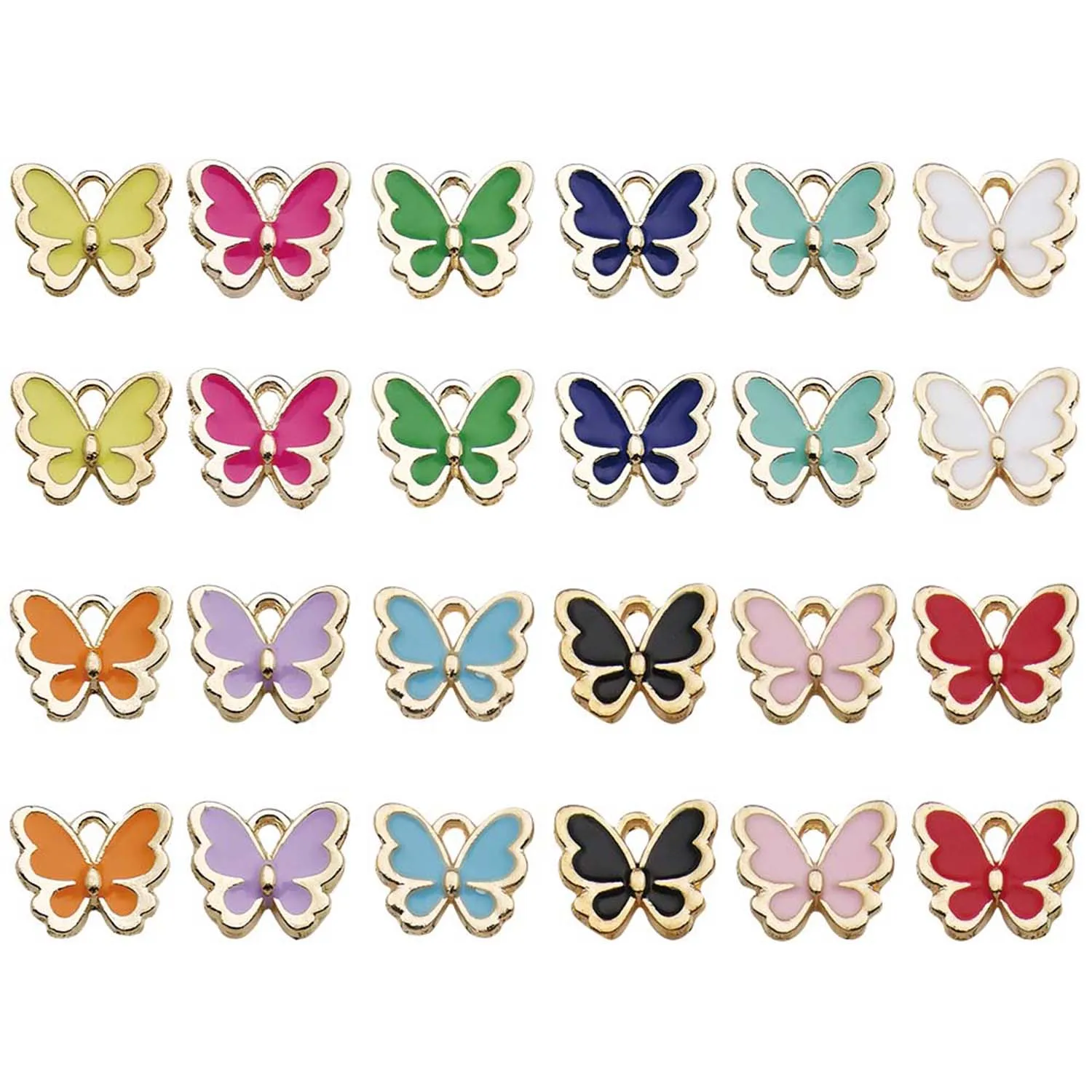 10/24pcs 11*13mm Enamel Butterfly Charms Alloy Insect Pendants for DIY Bracelets Necklaces Earrings Jewelry Making Accessories