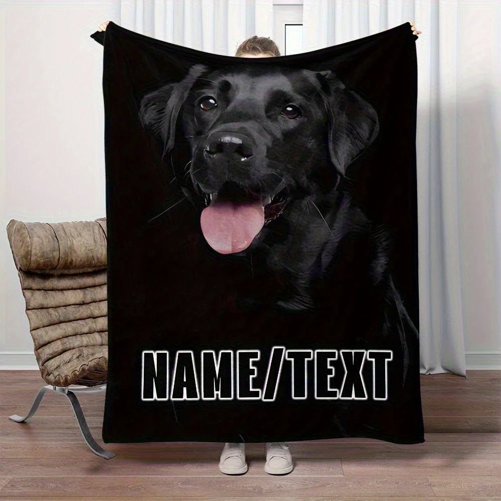 1pc Custom Black Labrador Retriever Flannel Blanket Soft Warm Lightweight Portable for Sofa Bed Camping Travel Dog Lover Gift