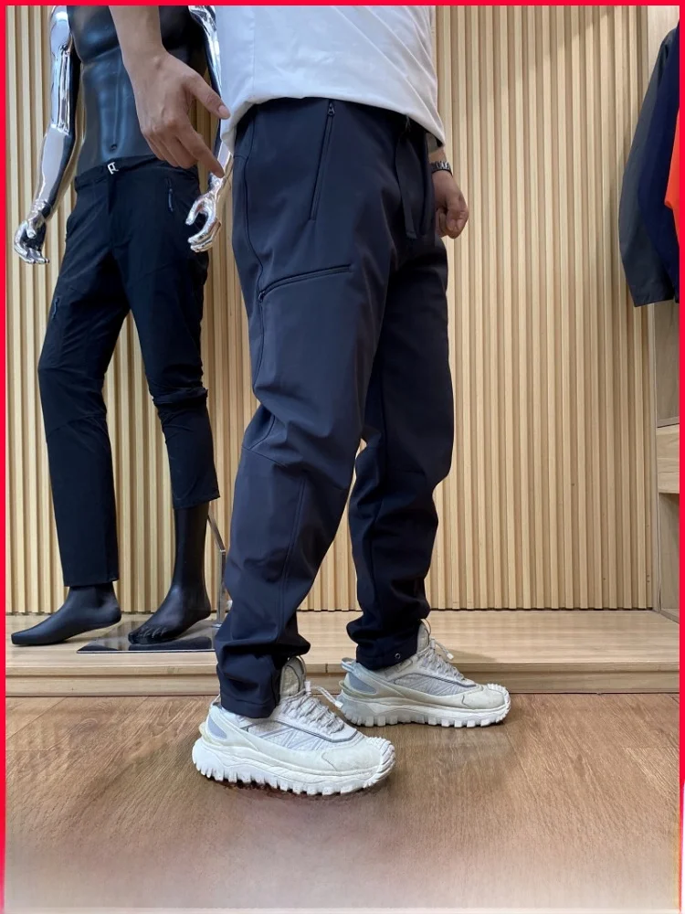 

Спорт на открытом воздухе, прямые повседневные брюки на подкладке, осень-зима, водонепроницаемые походные брюки, повседневные брюки для поездок на работу