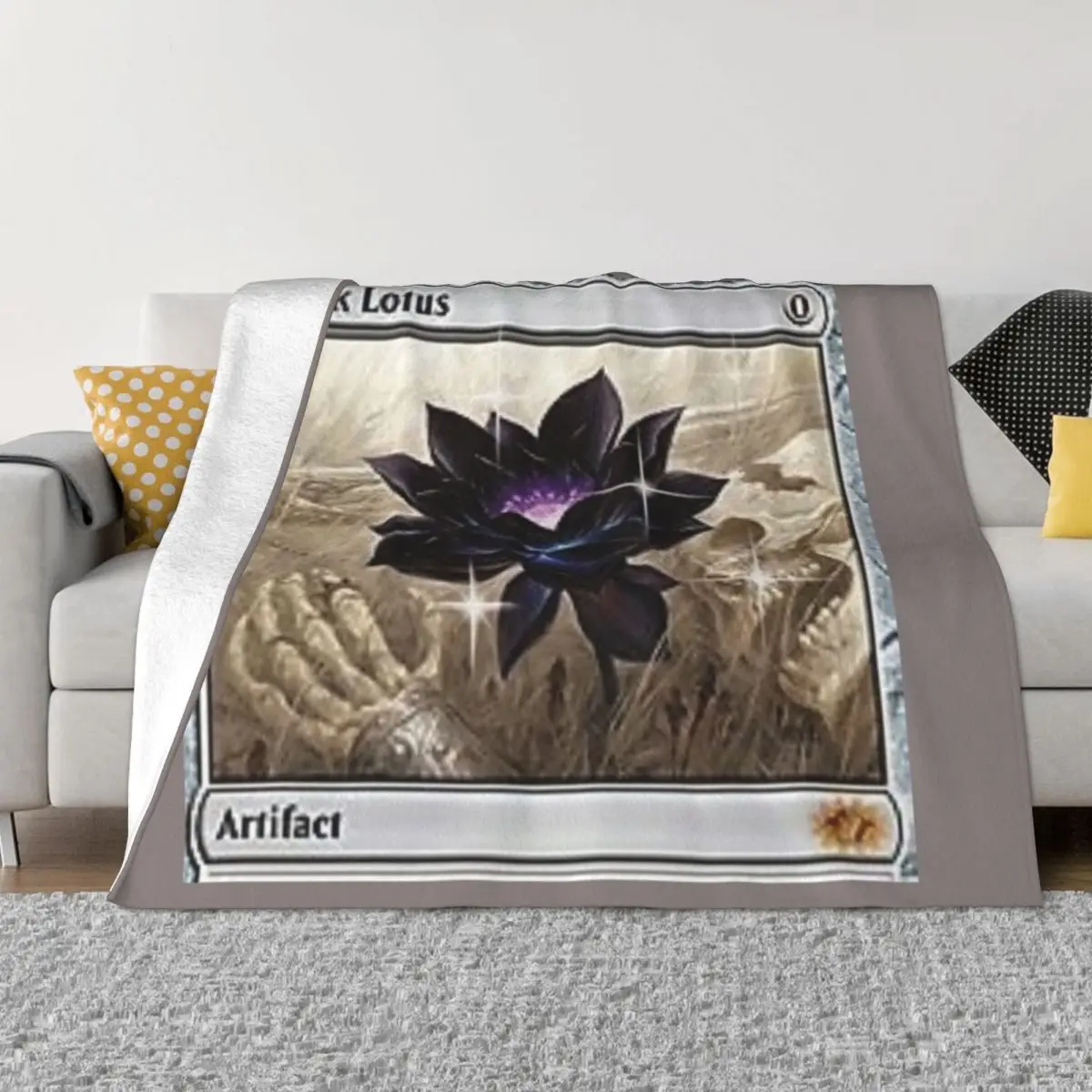 

mox sapphire mtg tshirt mask design edit digital black lotus Throw Blanket Thin Blanket Plaid Summer Blanket