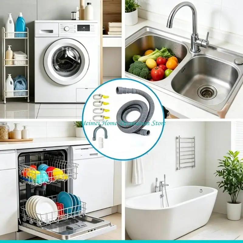 H7BF Portable Washing Machine Drain Hose Long Washer Drain Hose Extension For Dishwasher Kitchen Sink And Bathroom