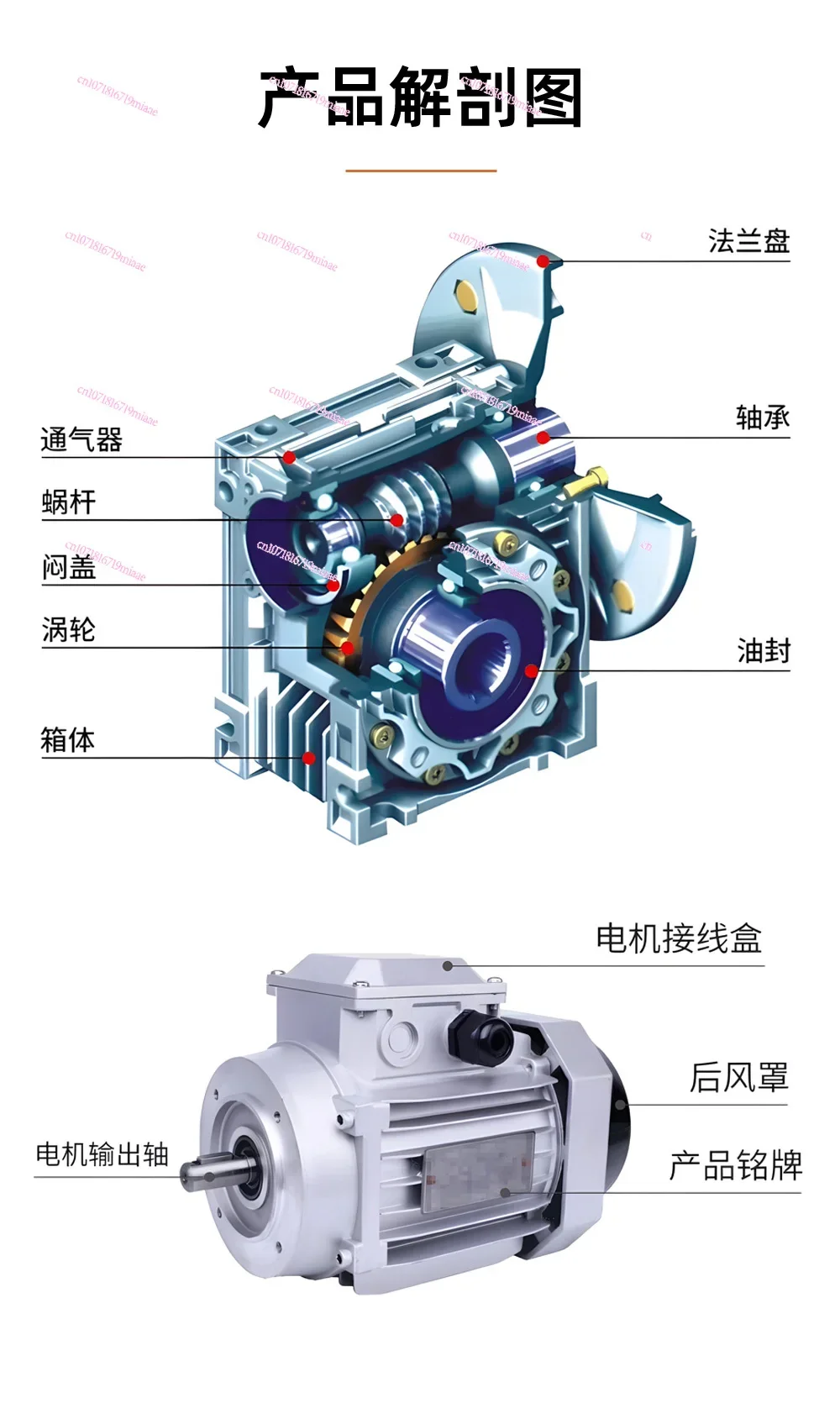 Gear reducer turbo worm worm stepper servo motor integrated with special accessories small rv gearbox