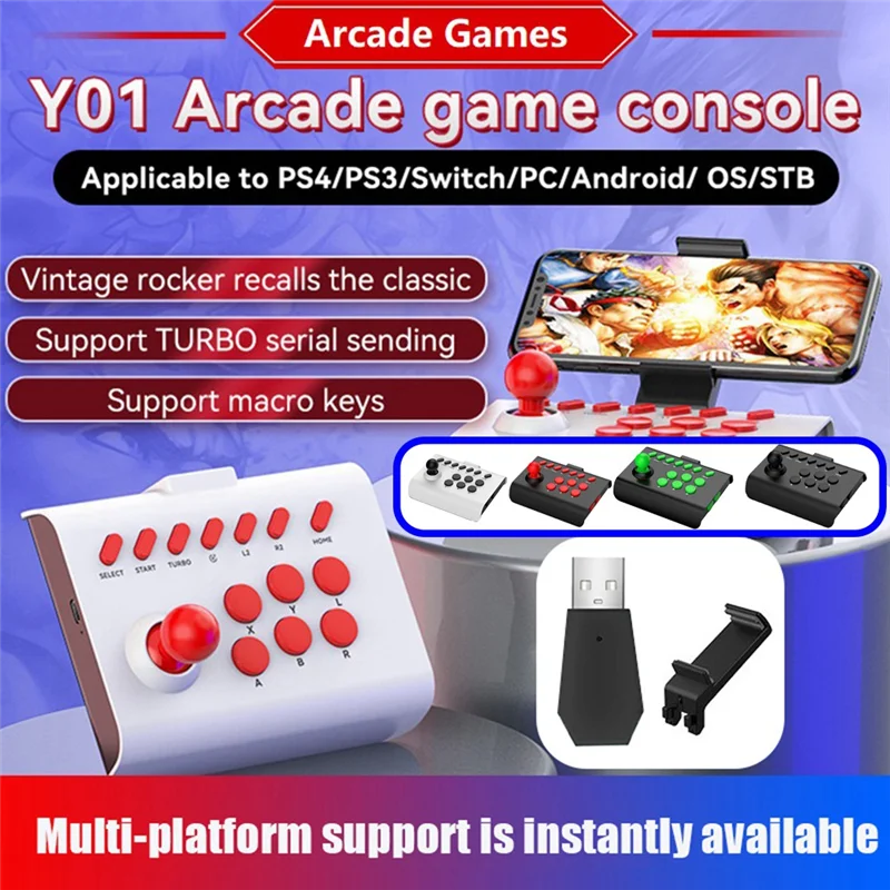 Y19A Console di gioco arcade wireless + adattatore 2.4G Controller joystick Bluetooth per Nintendo Switch PS4 PS3 PC telefono cellulare durevole