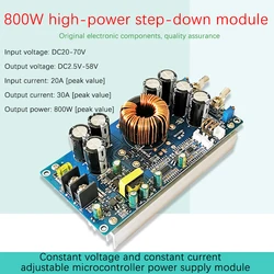 800W High Power DC-DC Buck Converter 30A Solar Stabilizers CV CC Step-Down Power Supply Adjustable DC20V-70V Voltage Regulators