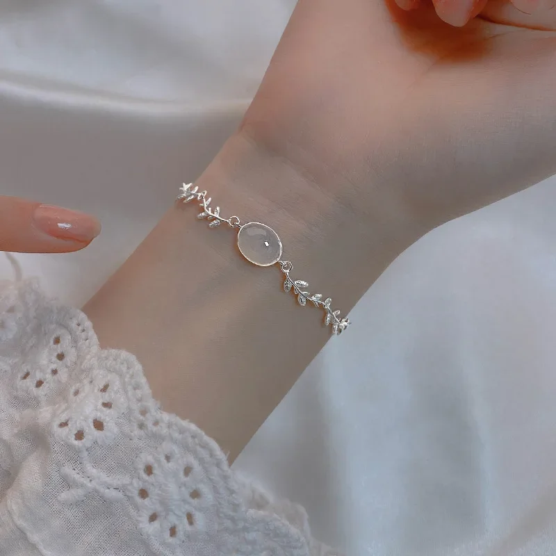 

Jewelry Leaf Bracelet S925 Sterling Silver Girlfriend Gift Personalized Creativity Light Luxury Accessories Wholesale