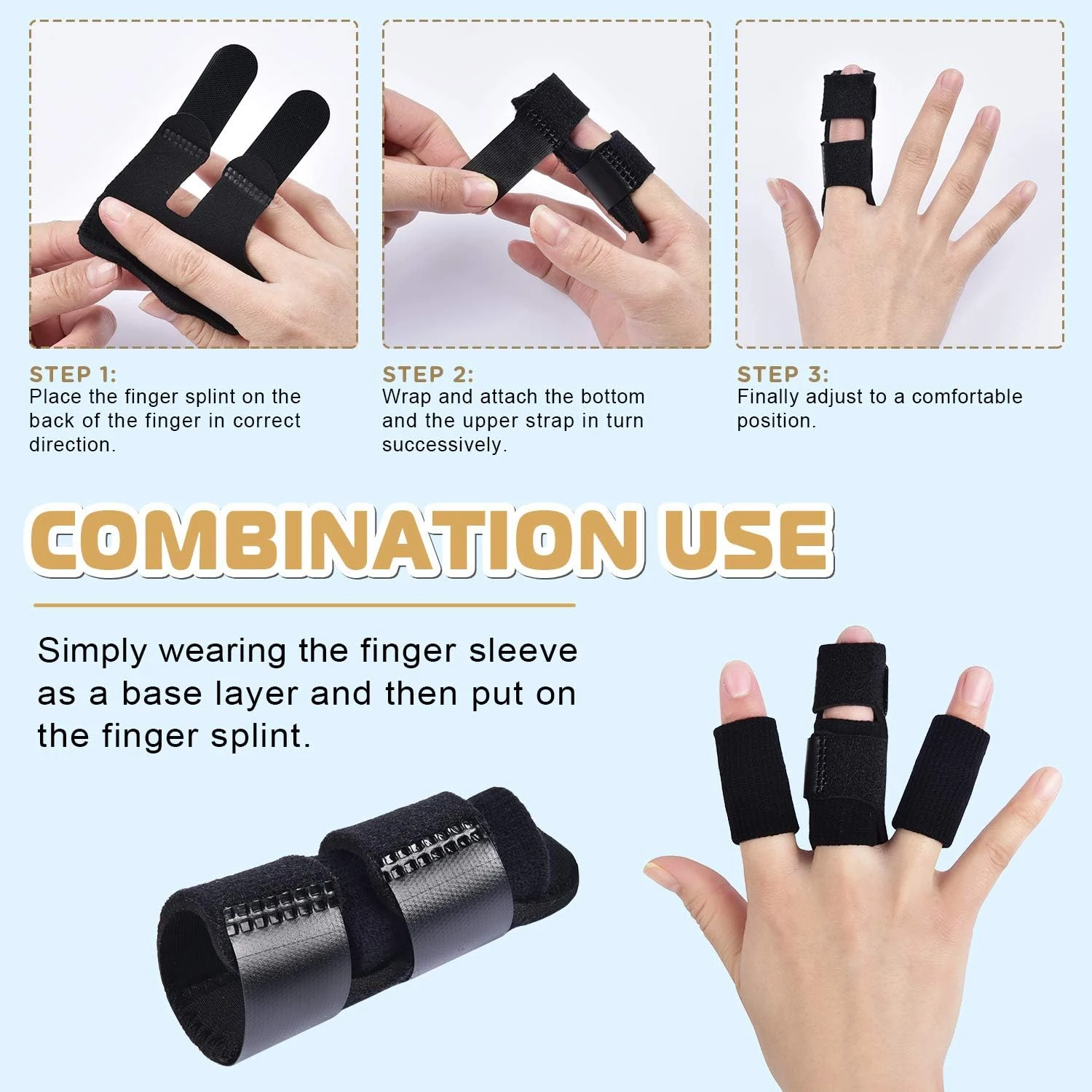 Superior, Comfortable, and Durable 2pcs Finger Splint Set for Effective Straightening and Stabilizing of Broken Fingers - Immobi