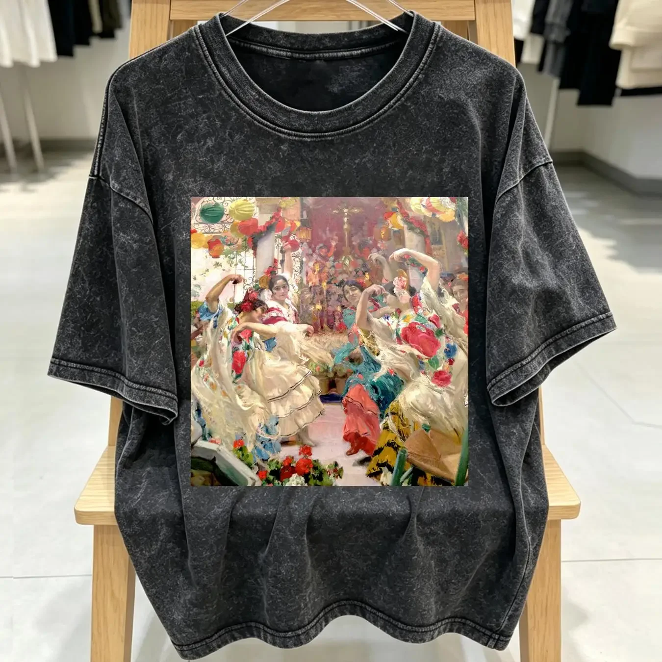 washed T Shirt Flamenco Dancers Joaquin Sorolla y Bastida Art Fine for Her Him Lover vintage Washed fashion Comfortable