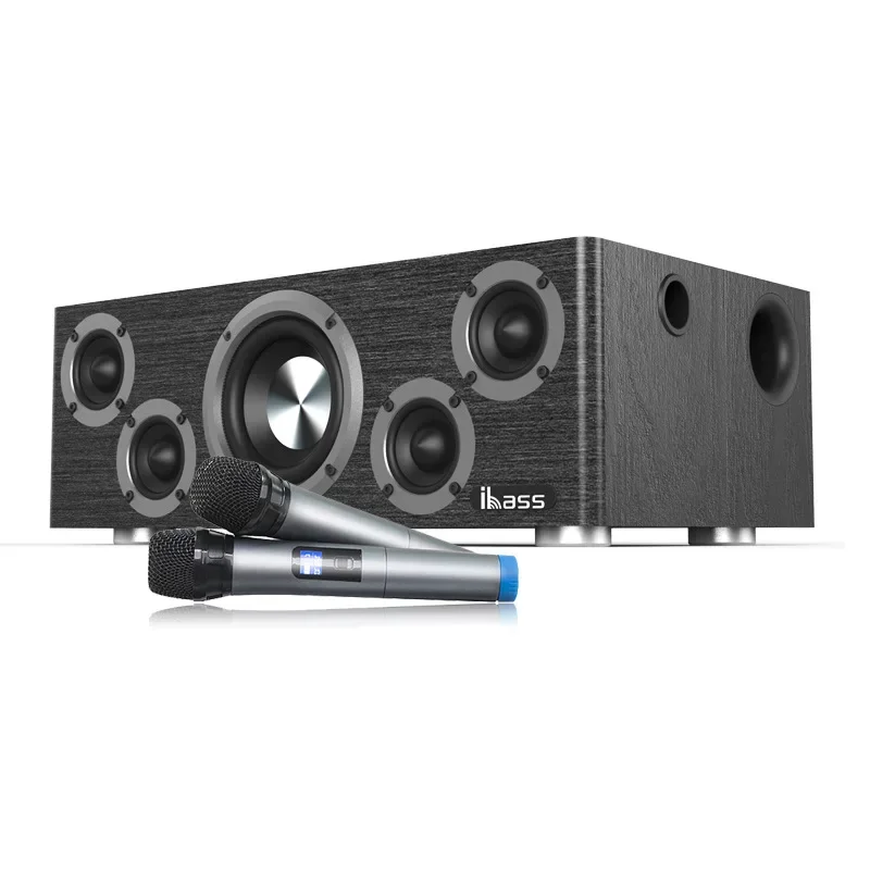 

110W High-power Wooden Subwoofer Bluetooth Speaker with Channel 2.1 and 5 Speakers Supporting Fiber Coaxial HDMI Audio AUX Input