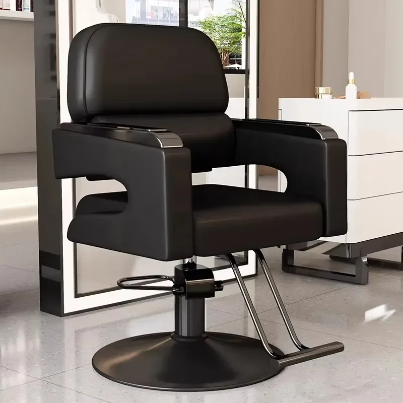 

Adjustable Black Barber Chair Comfy Footrest Aesthetic Modern Hairdresser Chair Trendy Silla De Barbero Salon Furniture