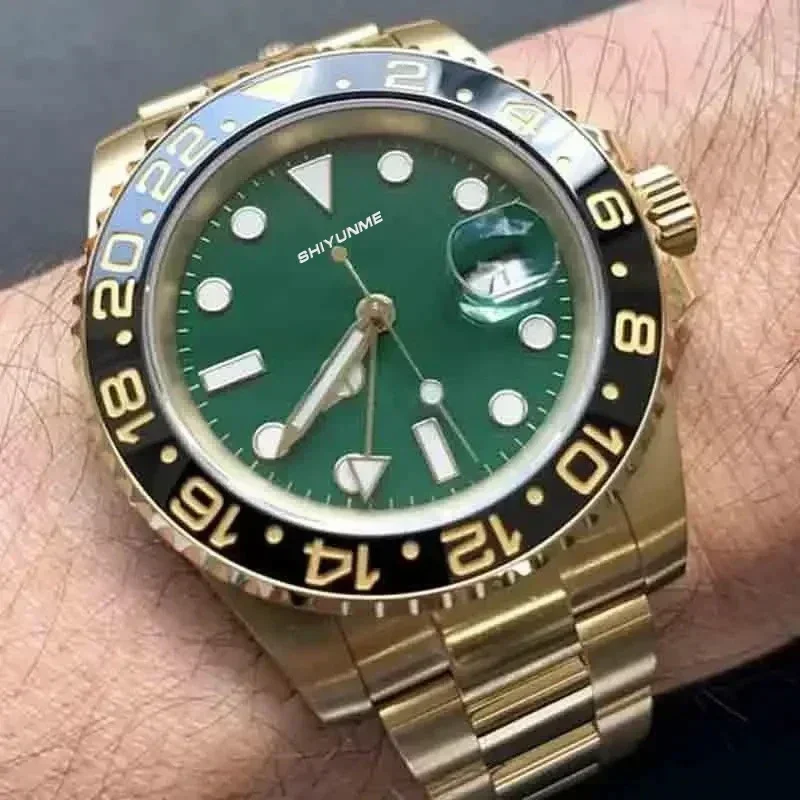 A333 Shop الغواصة الأخضر/الأسود السيراميك الصلب الحركة اليابانية ساعة ميكانيكية للرجال يخت 904L