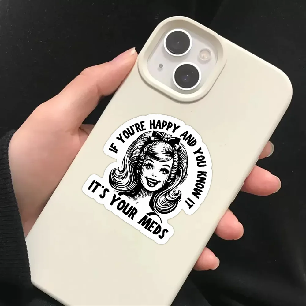 10 قطع "إذا كنت سعيدًا وأنت تعرف ذلك" ملصق لاصق اقتباس مضحك لأجهزة الكمبيوتر المحمولة وألواح التزلج وزجاجات المياه والمزيد #3