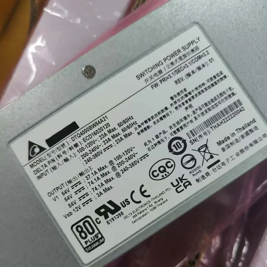 Original New for Delta 4000W Switching Power Supply 80PLUS Titanium ECD16020120 DTQ4000W54A21