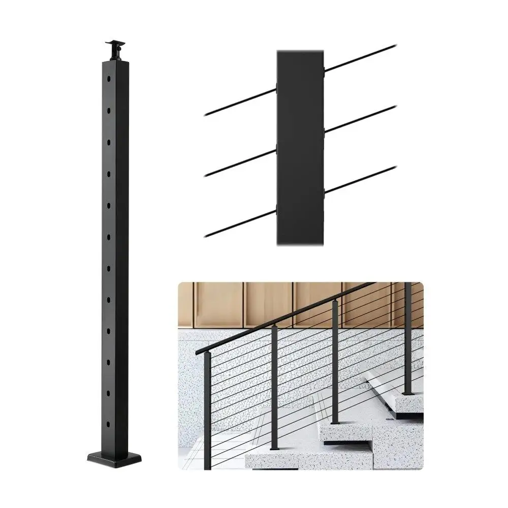 

Cable Railing Post 42x2x2 Inch 30 Degree Angled Holes Sturdy Design Universal Fit for Outdoor Indoor Use