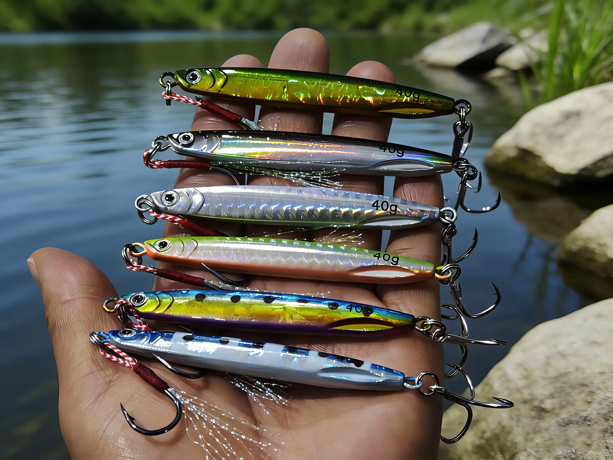 1 Stück 40g 30g 21g 17g -7g Salzwasser Slow Jigging Köder Holografischer Metall-Jig-Köder mit Assist-Haken für Thunfisch und Zackenbarsch – Detail 1