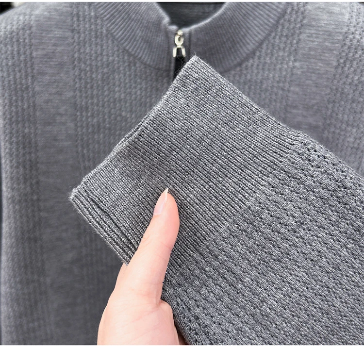 Hochwertige Reißverschluss Kragen Pullover Männer Neue Trend Persönlichkeit Streifen Zipper Herbst Winter Komfort Warm Stricken Sweater – Detail 20