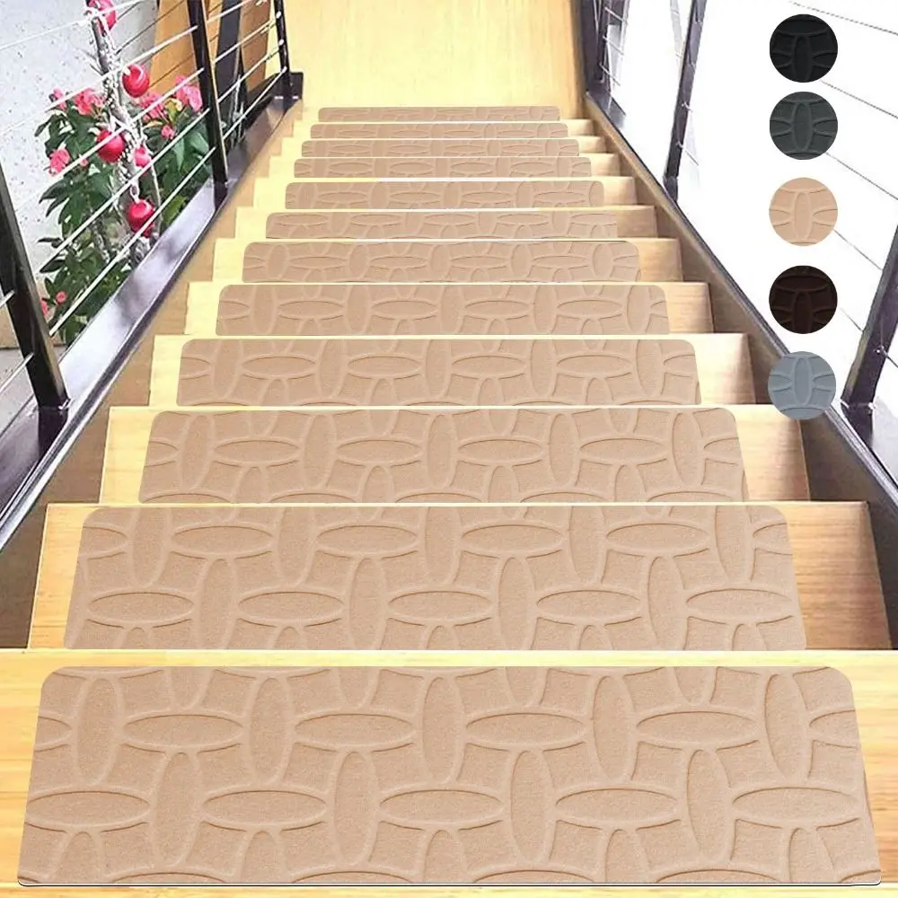 New 76X20cm Staircase Mat Self-adhesive Non-Slip Stair Tread Carpet Mat Safety Soft Stripe Door Mat Home Decor