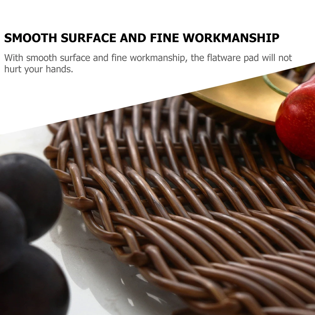 

Heat resistant Dining Mat Set 8 Round Placemats Wear resistant Place Mat Decorative Plates PP Smooth H woven Tableware