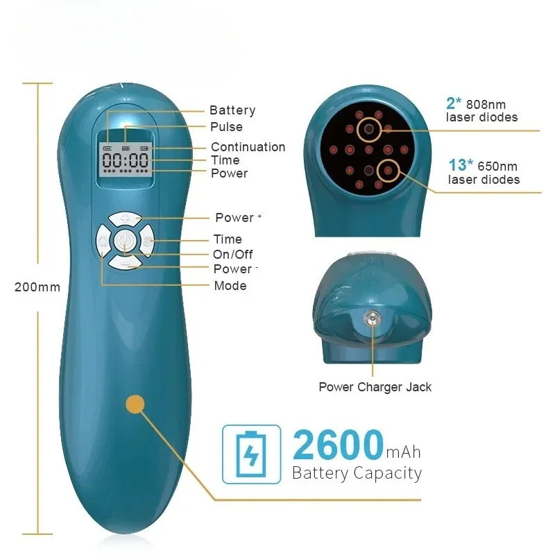 Cross-border 808nm 650nm Handheld Infrared Cold Laser Therapy Device To Home Use High Effective