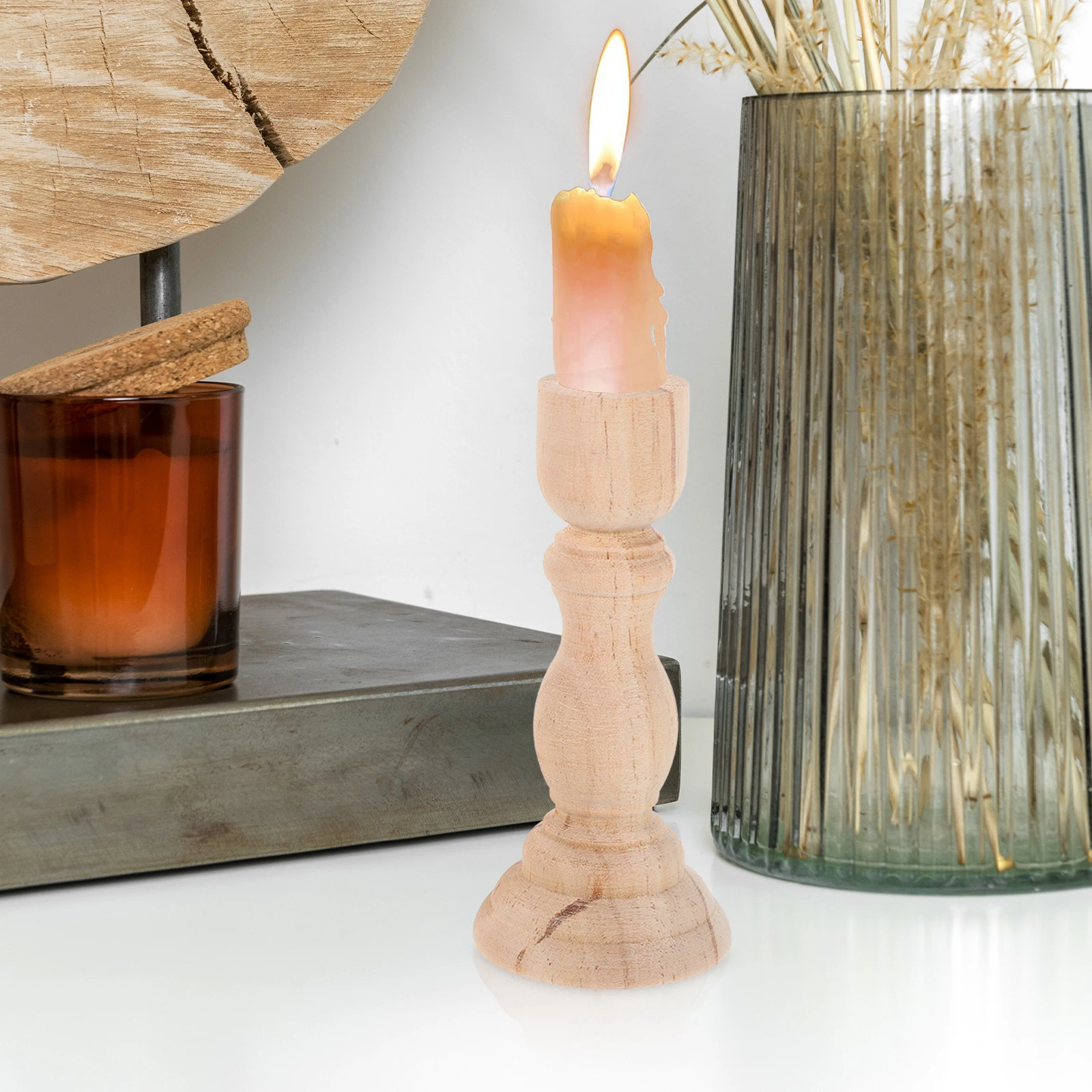

2 Pcs Wooden Holders Aromatherapy Tealight Stand Solid Decorative Home Accessories Mini Taper Holder Table Centerpieces