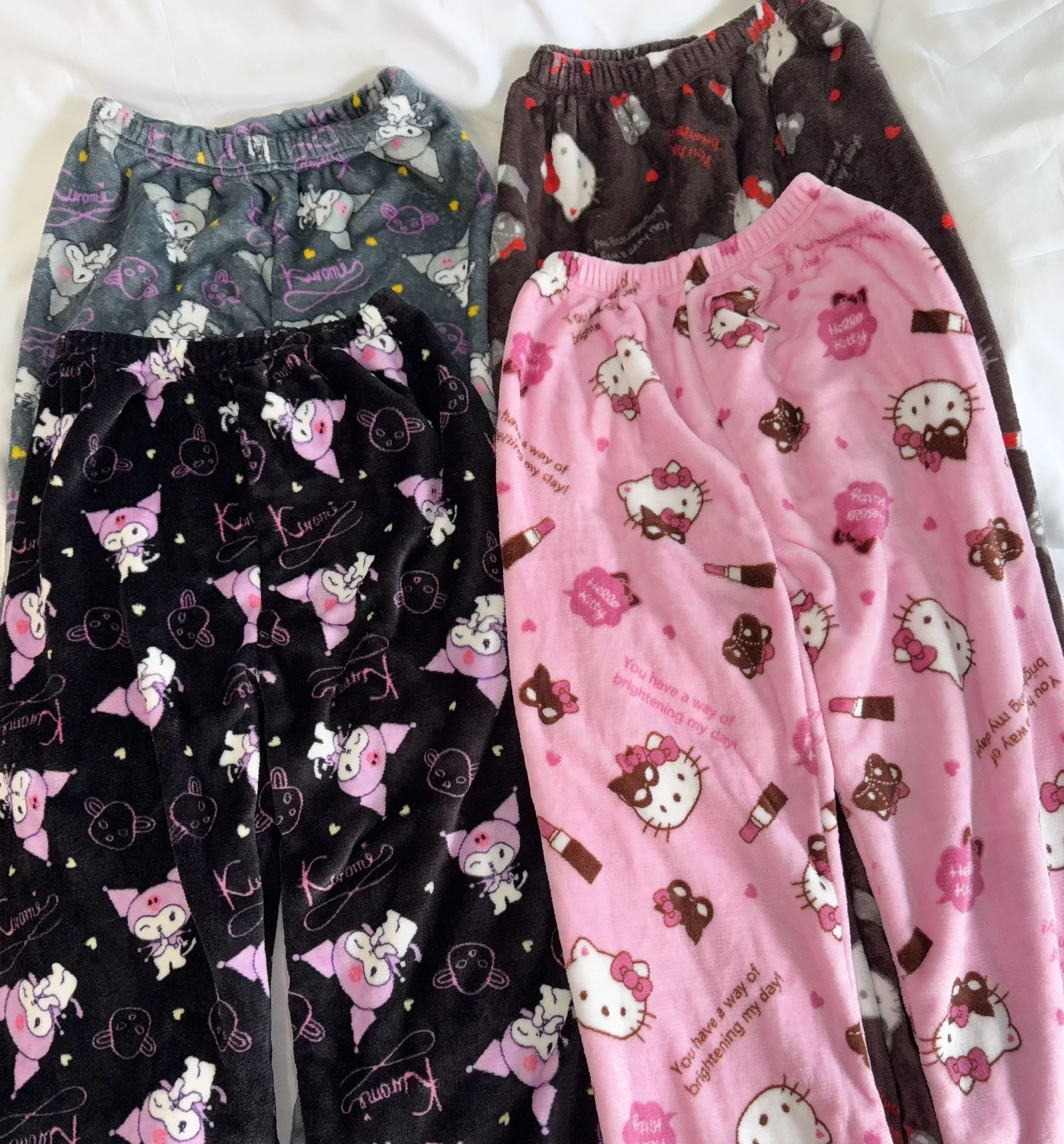 Hello Kitty Flanellen Pyjamabroek Anime Cartoon Sanrio Home Broek Kuromi Paar Thuis Nachtkleding Broek Vrije tijd Thuis Kleding