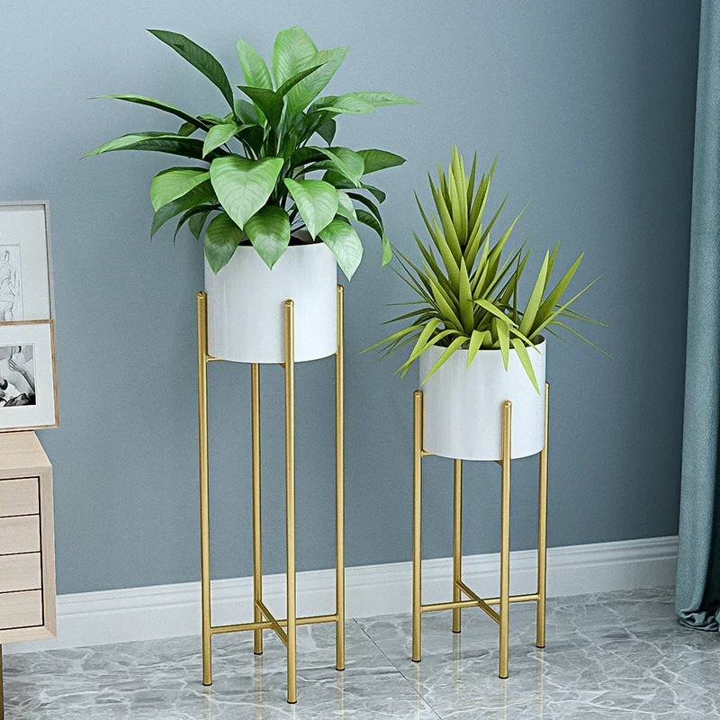 Quality Nordic Gold Floor Stand Ornaments, Artificial Flower, Simulation Plant Vase, Home Decoration, Living Room