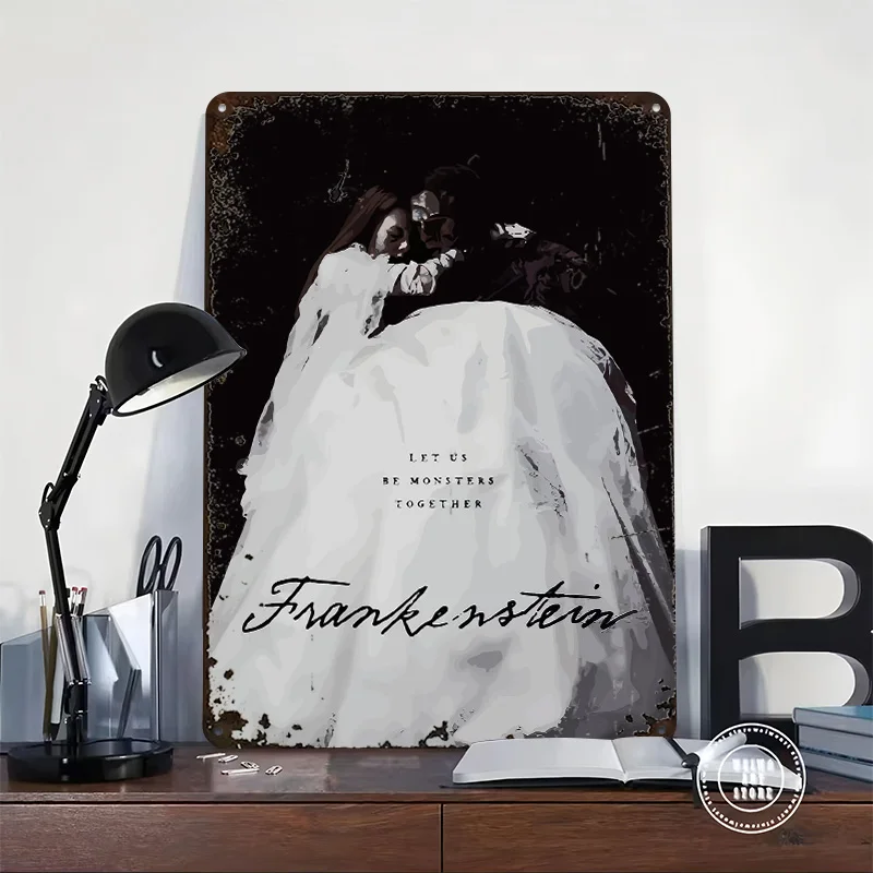 Frankenstein: Monsters Together 3D Texture Printed Poster Custom Vintage Metal Tin Plate Sign for Wall Art Room Decorations Home