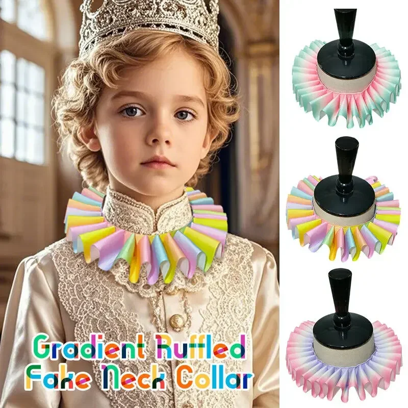 1pc Victorian Renaissance Ruffled Fake Neck Collar Clown Cosplay Choker Halloween Costume Accessories Photography Prop