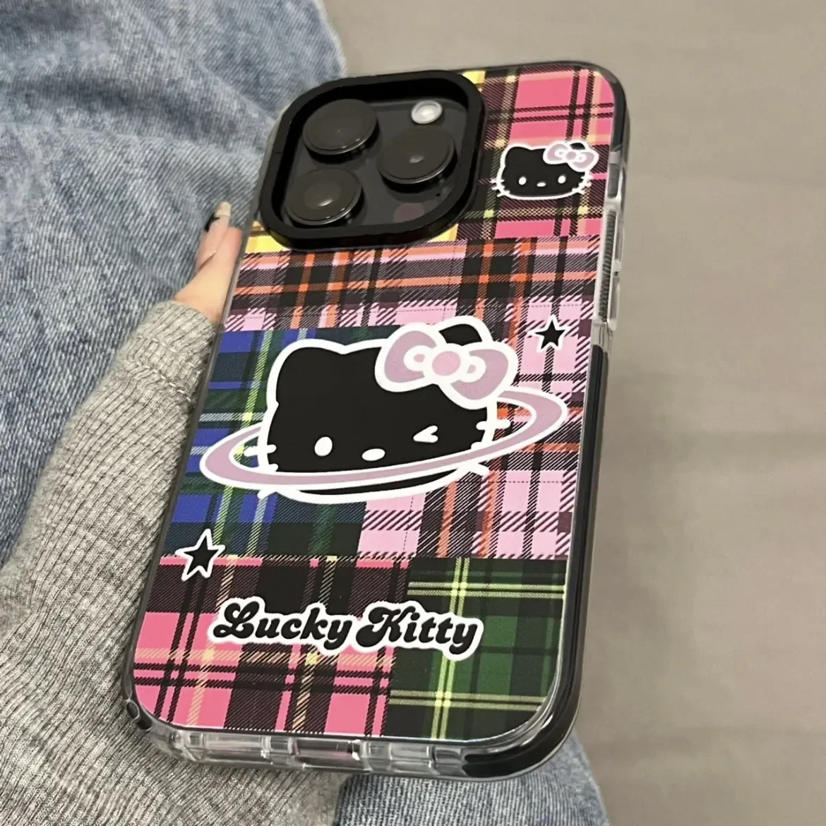 Sanrio Hello Kitty Lucky Stand Phone Case For IPhone16 15 14 12 13 11 Pro Max XR XS MAX 7 8 PLUS MINI Kawaii Y2K Cute Back Cover