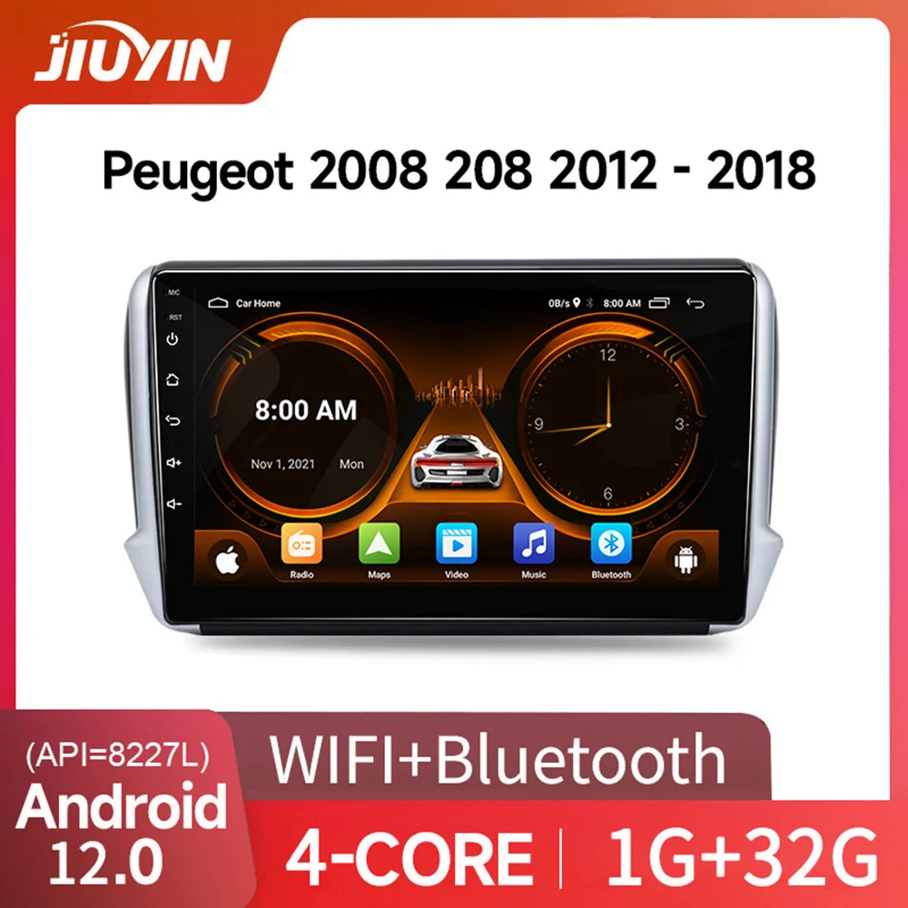 

JIUYIN автомобильный радиоприемник для Peugeot 2008 208 2012 - 2018 беспроводной CarPlay Android Автомобильные интеллектуальные системы No 2 din 2din DVD