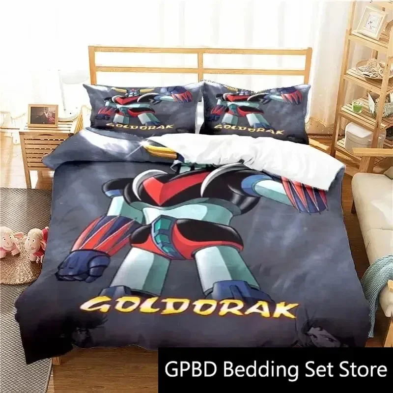 

3D Print Goldorak Grendizer UFO Robot Bedding Set Double Twin King Duvet Cover Comforter Pillowcase Boys Girls Adults Bedroom