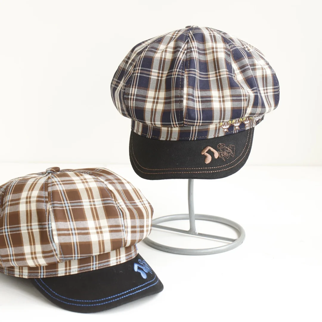 new Sweet Korean Style Plaid Beret Hat Keep Warm Lattice Women Painter Hat Small Fragrant Style Women Octagonal Cap Outdoor