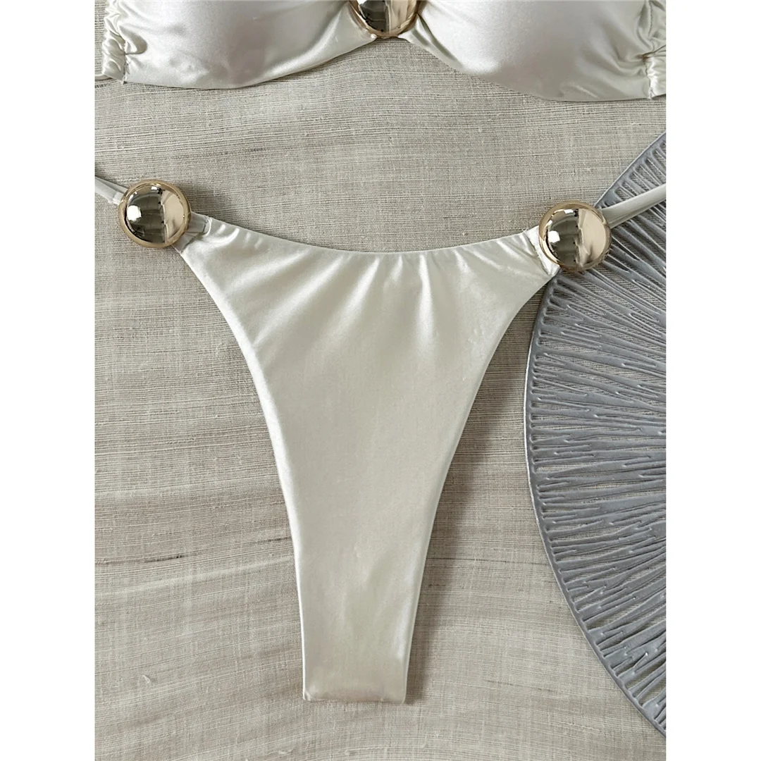 Sexy Bikini mit Metallringen, Damen-Badebekleidung, zweiteiliges Bikini-Set, hoch geschnittene Beine, gepolsterter Badeanzug, Badebekleidung, Modell V8311. – Detail 19