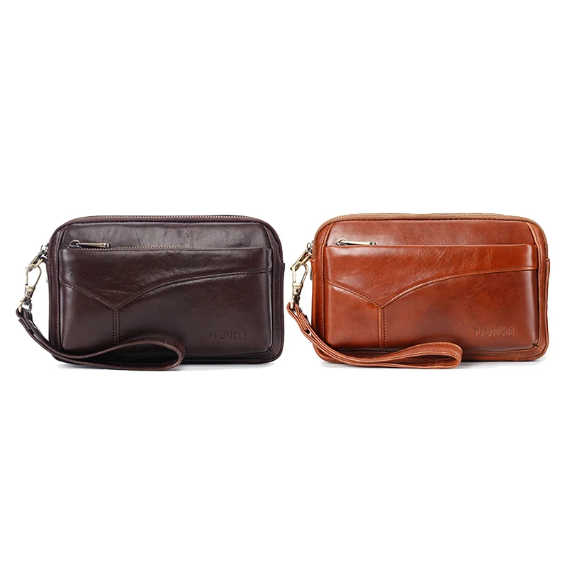 

PI UNCLE Leather Large Capacity Men's Clutch Wallet Fashion Zipper Handbag Envelope Bag Wallet Card Package