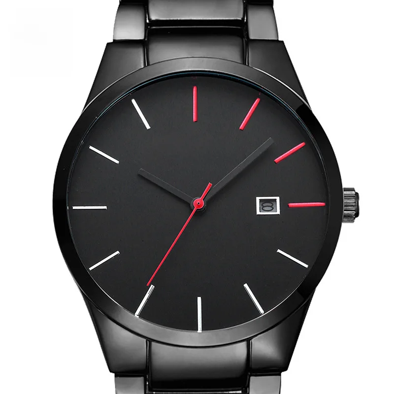 Hannah MartinWaterproof Tungsten Black Steel BeltwatchesWatch Business Calendar Quartz Men's Watch