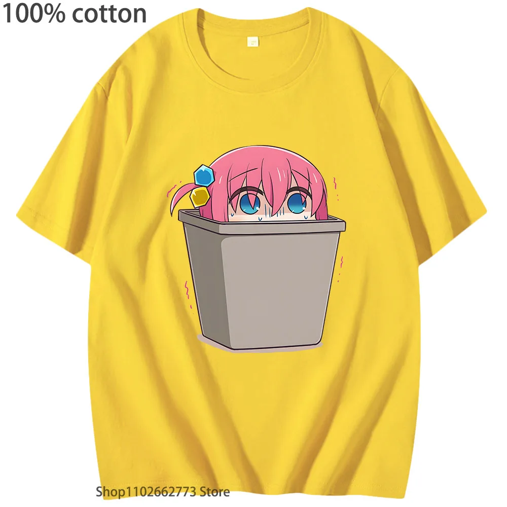 Kawaii Hitori Gotou Graphic Tshirts Bocchi The Rock Clothes Women Casual 100% Cotton T-shirts Anime Cartoon Tees High Street Top