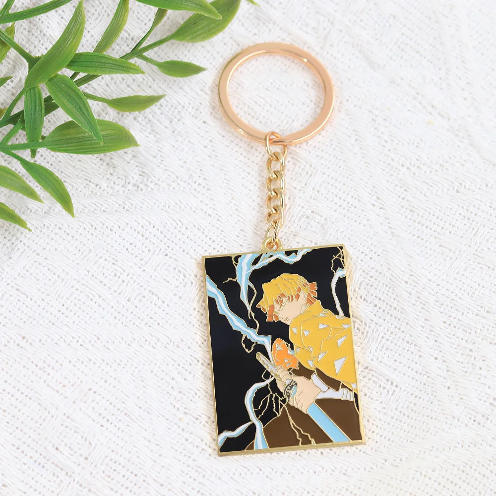 

Demon Slayer Zenitsu Agatsuma Металлический эмалированный брелок Солнце Дыхание Молния Брелок Подвеска Аксессуар Аниме Товары Косплей