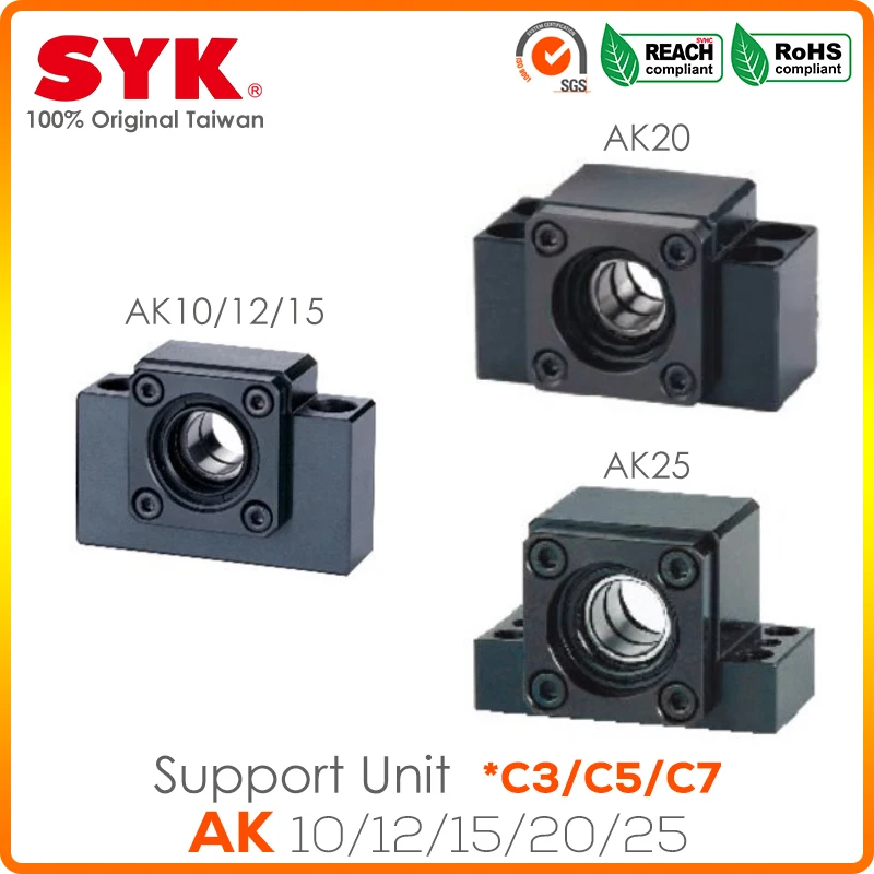 

SYK Support Unit AK10 AK12 AK15 AK20 AK25 Fixed-side C3C5C7 AKAF Ball Screw Ground Premium TBI SFU1605 CNC Parts End Machining