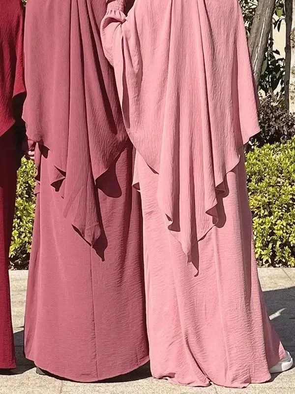 New Muslim New Prayer Garment Women Ramadan Islamic Jilbeb 2 Piece Set Dubai Turkish Modest Outfit Khimar Scarf Hijab+Long Dress